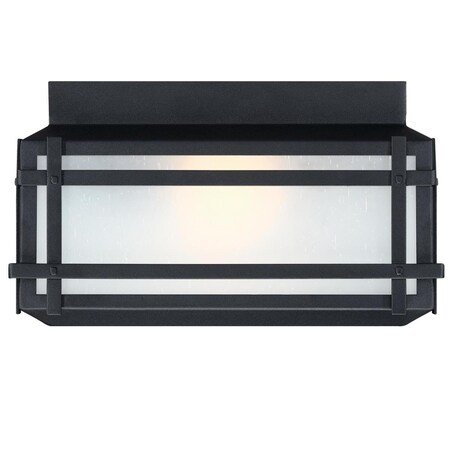 Westinghouse Fixture Ceiling Outdr Flush-Mount 60W 2-Light Devyn 12In Txt, Black Frost Sd Glass 6123600